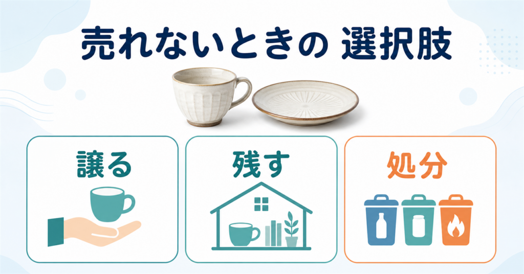 売れない食器を譲る、残す、処分する選択肢の図解