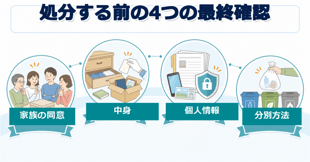 家族の同意・中身・個人情報・分別方法を確認する図解