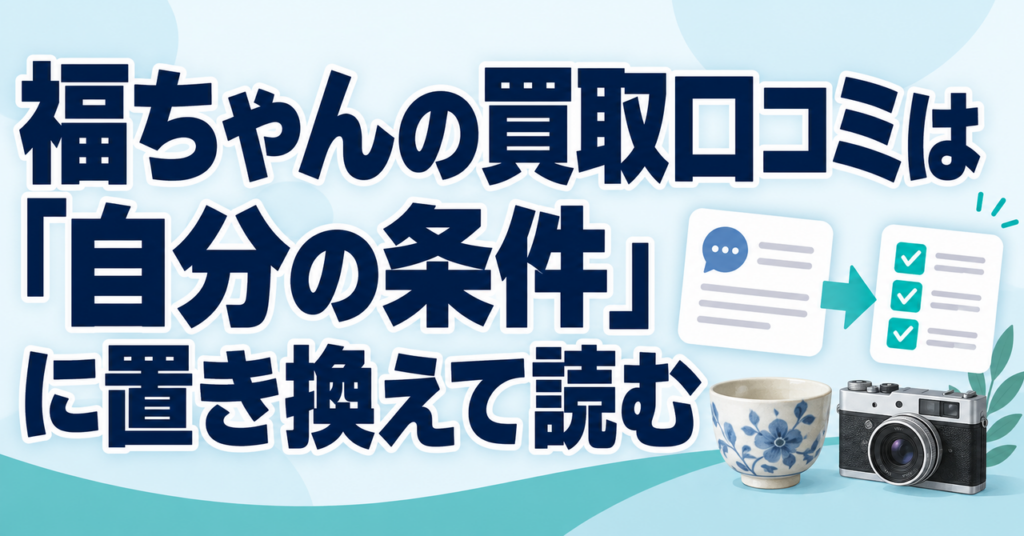 福ちゃんの買取口コミを自分の品物や条件に置き換えて読む