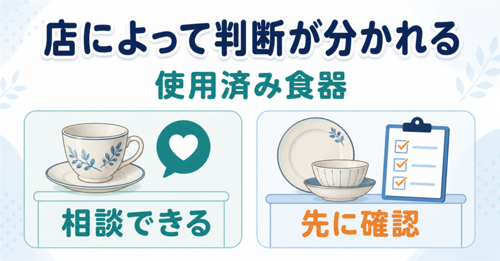 使用済み食器は店によって相談できる場合と事前確認が必要な場合に分かれる