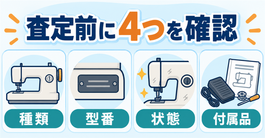 古いミシンの査定前に種類、型番、状態、付属品を確認する4項目
