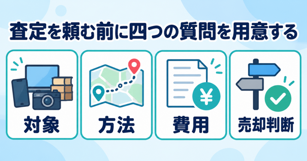 査定前に対象・方法・費用・売却判断の四つを質問する