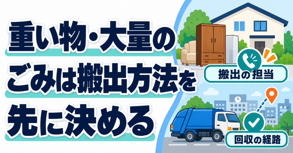 搬出支援の担当と適正なごみ回収経路を分けて確認する図